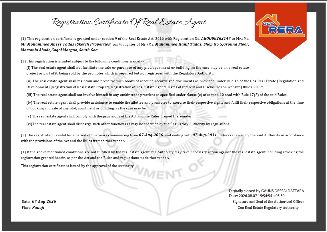 Registration Certificate Of Real Estate Agent
